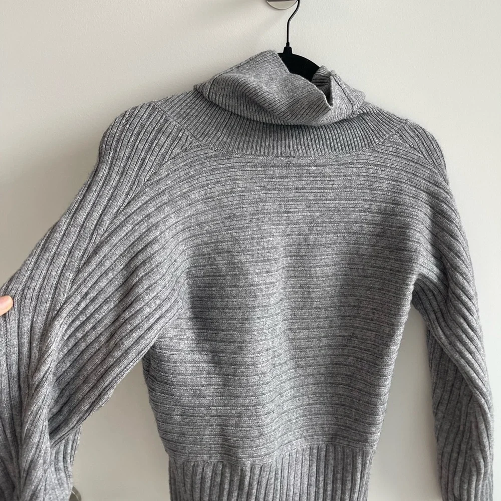 Anthropologie Gray Turtleneck Ribbed Sweater